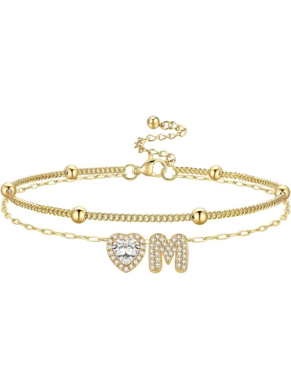 Dainty Initial Anklet Bracelet for Women - Waterproof, Non-Tarnish, Adjustable